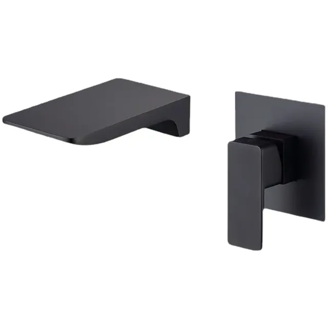 Mitigeur vasque mural cascade cuivre noir mat bec plat… – vue 5