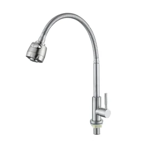 Robinet de cuisine rotatif universel monté sur le pont, robinet d’eau froide simple, Mode réglable, robinet d’eau d’évier en acier inoxydable pour balcon Robinet de cuisine rotatif universel monté sur le pont, robinet d’eau froide simple, Mode réglable, robinet d’eau d’évier en acier inoxydable pour balcon
