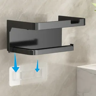 Dérouleur mural double niveau noir mat minimaliste adhésif sans…