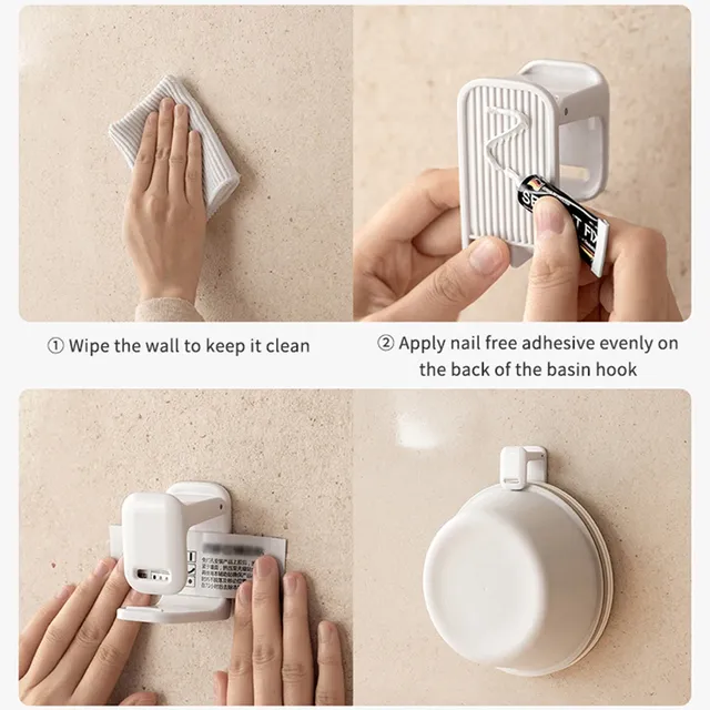 Crochet lavabo réglable mural sans perçage adhésif… – vue 3