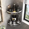 Étagère murale coin douche rangement aluminium noir mat… – vue 2
