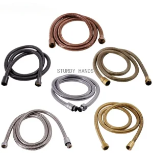 Accessoires de quincaillerie tressés flexibles pour salle de bain et douche, en acier inoxydable, noir, rose, or, cuivre, bronze, 1.5m