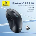 Baseus F02 souris sans fil Bluetooth 5.2 2.4G 4000DPI ergonomique 7 boutons muets souris pour iPad MacBook tablette ordinateur portable souris
