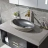 Meuble vasque mural contemporain marbre gris ronde… – vue 3