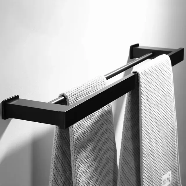 Porte serviettes mural noir mat alliage aluminium… – vue 3