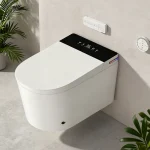 Toilettes intelligentes murales, Bidet avec siège chauffant, chauffage instantané, sécheur d&rsquo;air à chasse d&rsquo;eau automatique pour salle de bain, une pièce allongée