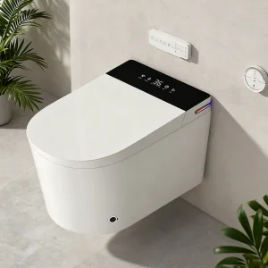 Toilettes intelligentes murales, Bidet avec siège chauffant, chauffage instantané, sécheur d’air à chasse d’eau automatique pour salle de bain, une pièce allongée Toilettes intelligentes murales, Bidet avec siège chauffant, chauffage instantané, sécheur d’air à chasse d’eau automatique pour salle de bain, une pièce allongée