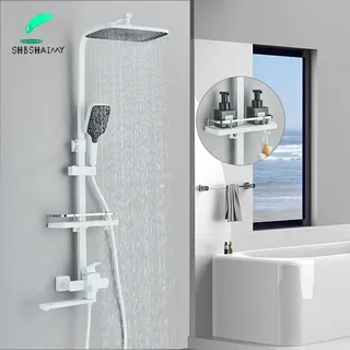 Ensemble de douche blanche avec longue rotation du bec