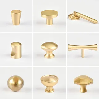 Boutons poignées laiton doré brossé satiné finition contemporaine…