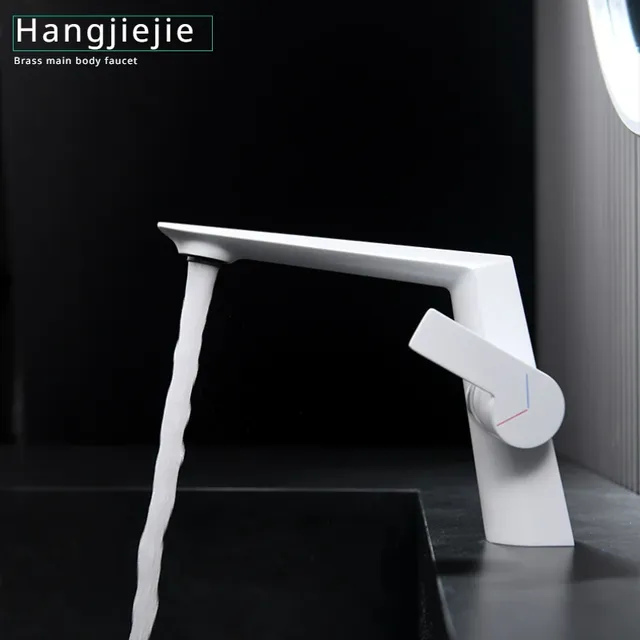 Robinet mitigeur monocommande lavabo vasque laiton blanc… – vue 2