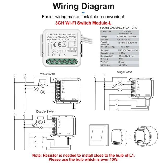 GIRIER Tuya Module de commutateur de lumière WiFi… – vue 5