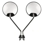 Paire de rétroviseurs de moto, pour cyclomoteur, Scooter, rétroviseur latéral rond dans le sens des aiguilles d&rsquo;une montre, 8mm, convexe à 360 degrés