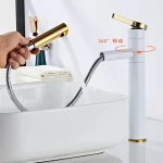 HOSingle-Lavabo à poignée F/05 ets rid Out réers, Robinets de ark, Robinets de robinet d&rsquo;eau, Grue Noir Blanc Gris