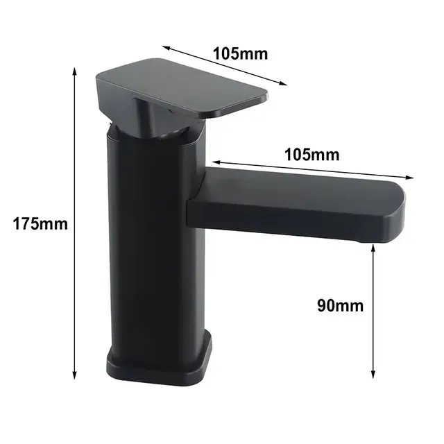 Robinets ABS noir carré lavabo évier baignoire grue… – vue 6