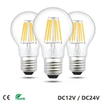 Lampe Led A19 A60 ampoule à Filament basse tension DC 12V 24V 6 watts Globe ampoule Led lumière du jour blanc 4500K blanc chaud 2700K E27 E26
