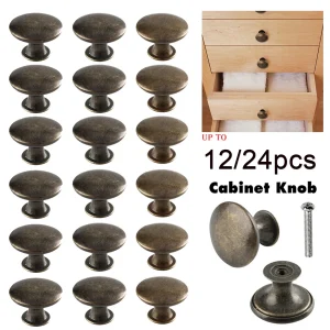 24/12 pièces boutons d&rsquo;armoire de cuisine en Bronze Antique poignée tire 30mm Vintage bouton de tiroir rond tire pour commode, placard, salle de bain