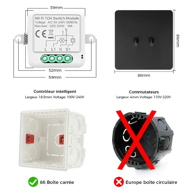 Avoir Tuya Wifi commutateur Vintage noir interrupteur… – vue 4