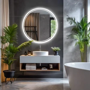 Miroir de salle de bain intelligent LED HD avec lumières, miroir de salle de bain rétroéclairé circulaire, miroir lumineux mural, miroir de salle de bain avancé