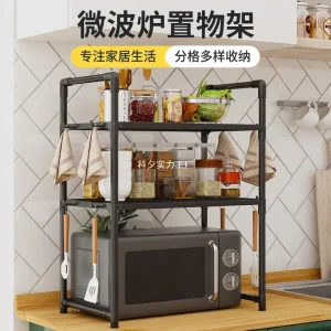 Support de rangement de cuisine, support de four à micro-ondes, support d&rsquo;assaisonnement à double couche, support de rangement au comptoir