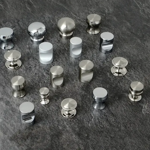 Bouton rond poignée de meuble monotrou argent armoire… – vue 2