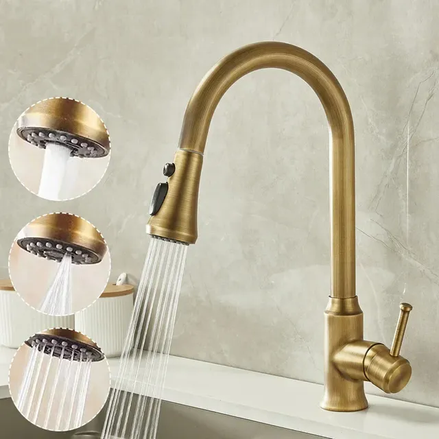 Robinet de cuisine en laiton antique – vue 2