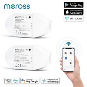 Meross – interrupteur WiFi intelligent pour appareils électriques, bricolage, prise en charge de la télécommande sans fil Alexa Google SmartThings