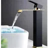 Robinet de lavabo Robinet cascade doré et noir Robinet… – vue 3