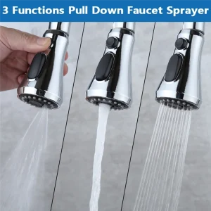 A36T-pièces de tête de robinet de cuisine, tête de pulvérisation de robinet d&rsquo;évier de cuisine extractible à 3 modes (pulvérisation de lame) avec 9 adaptateurs