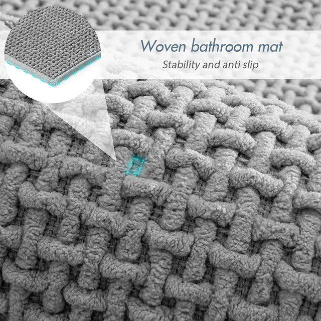 Long lea à côté de la baignoire Tapis de bain tissés en… – vue 3