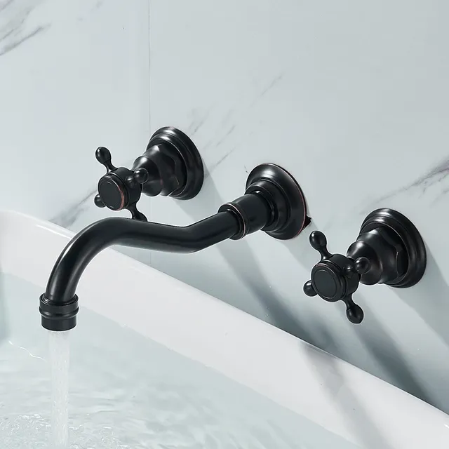 Anqitue robinet de lavabo en laiton à Double poignée 3… – vue 6