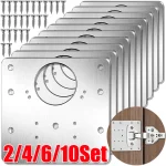 Plaque de réparation de charnière, charnières de porte d&rsquo;armoire de cuisine, plaque de montage avec vis, supports de fixation plats, outils de quincaillerie pour meubles, 2/10 ensembles