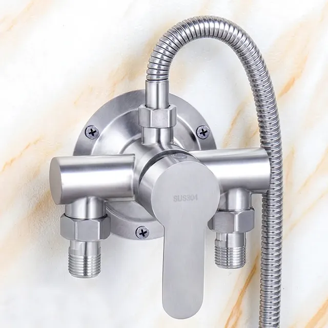 Robinet de douche mural en acier inoxydable avec poignée… – vue 2