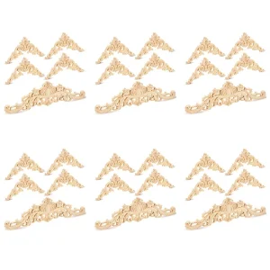 6X Appliques en bois spéciales Onlays Appliques en bois décoratives bricolage Appliques en bois pour miroir porte de lit armoire meubles de garde-robe