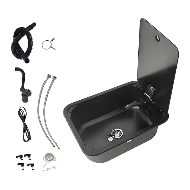Évier en acier inoxydable noir conçu pour camping-car…