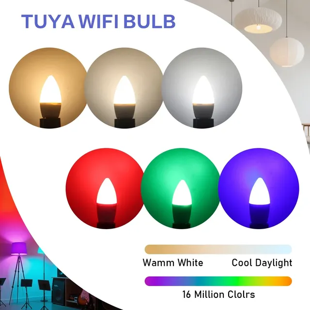 1-10 pièces Tuya Bluetooth WiFi E14 ampoule intelligente… – vue 3