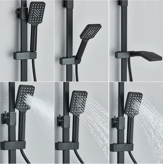 Pommeau de douche noir doré – vue 6