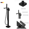 Robinet de baignoire de sol carré noir de luxe – vue 2