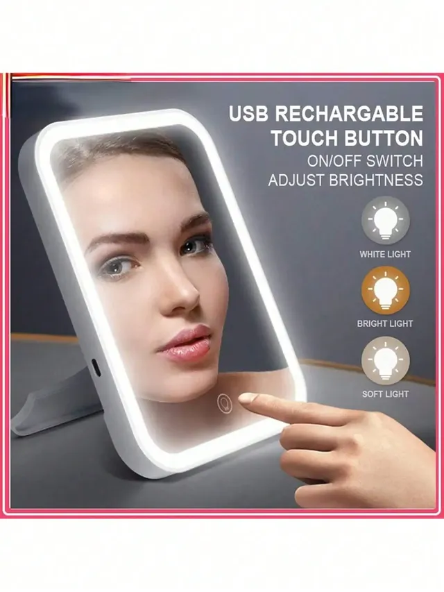 Miroir maquillage DEL rechargeable USB rectangulaire…