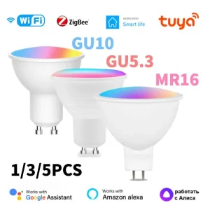 Tuya Zigbee/WIFI ampoule intelligente GU10/GU5.3/MR16 RGB lampe à LED à intensité variable 5W contrôle de projecteur de vie intelligente Via Alexa Google Home