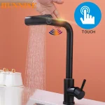 Touch Waterfall Kitchen Faucets Stainless Steel Hot Cold Kitchen Sink Mixer Tap Fixture Smart Pull Out Touch Kitchen Faucet