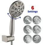 Ensemble de pommeau de douche mural en dégradbrossé, haute pression, spray réglable, 6 jets