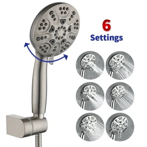 Ensemble de pommeau de douche mural en dégradbrossé, haute pression, spray réglable, 6 jets Ensemble de pommeau de douche mural en dégradbrossé, haute pression, spray réglable, 6 jets