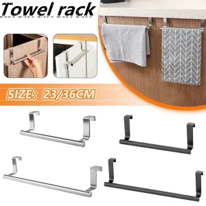 Porte-serviettes sur porte, support suspendu en acier inoxydable, armoire de cuisine, salle de bain, porte-serviettes, organisateur de maison Porte-serviettes sur porte, support suspendu en acier inoxydable, armoire de cuisine, salle de bain, porte-serviettes, organisateur de maison