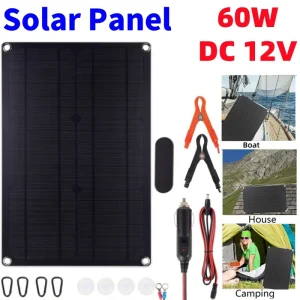 Kit de panneaux solaires DC 12V 60W, étanche, Portable, Conversion solaire, chargeur de batterie de voiture, ensemble de contrôleur élevé