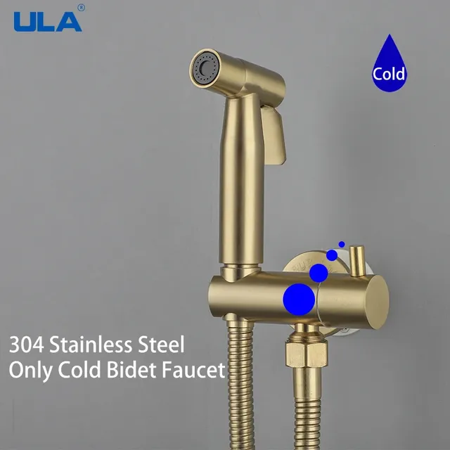 Robinet douchette bidet mural acier inox doré brossé mat… – vue 2