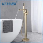 EllMAIDI-Remplisseur de baignoire autoportant, cascade à haut débit, or brossé, robinet de douche à main