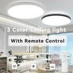 Plafonnier LED intelligent avec télécommande, plafonniers à intensité variable, lampes à panneau ultra-minces, chambre et cuisine, 3 couleurs
