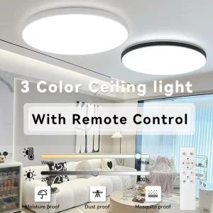Plafonnier LED intelligent avec télécommande, plafonniers à intensité variable, lampes à panneau ultra-minces, chambre et cuisine, 3 couleurs