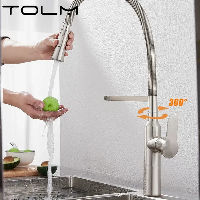 TOLM robinet d'évier de cuisine en laiton chromé poli… – vue 4