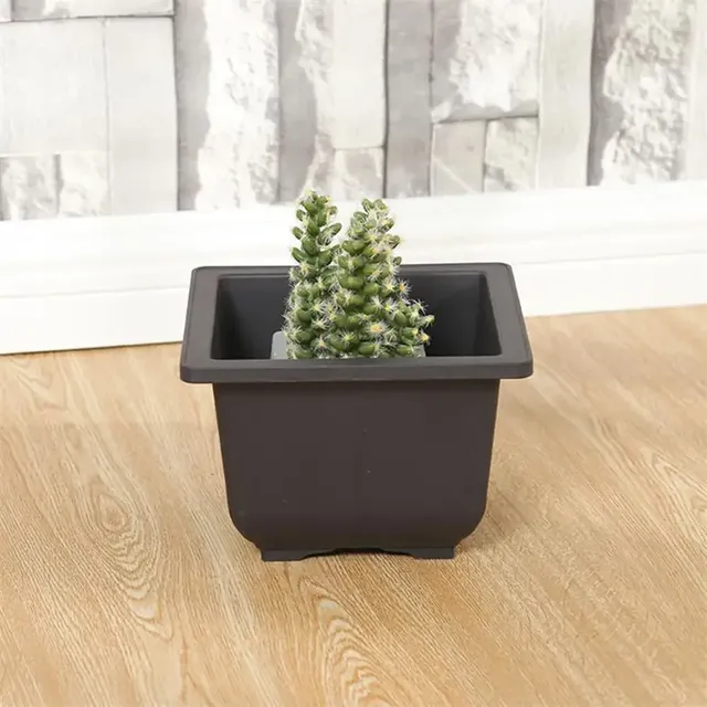 Lot cinq pots carrés rectangulaires plastique surface… – vue 4